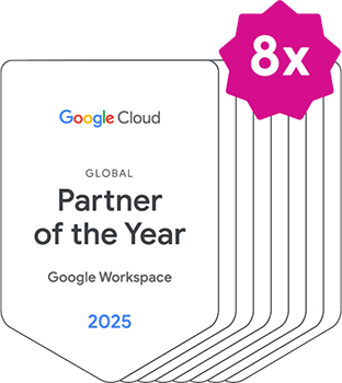 Google Workspace 8 time Global Partner of the Year badge