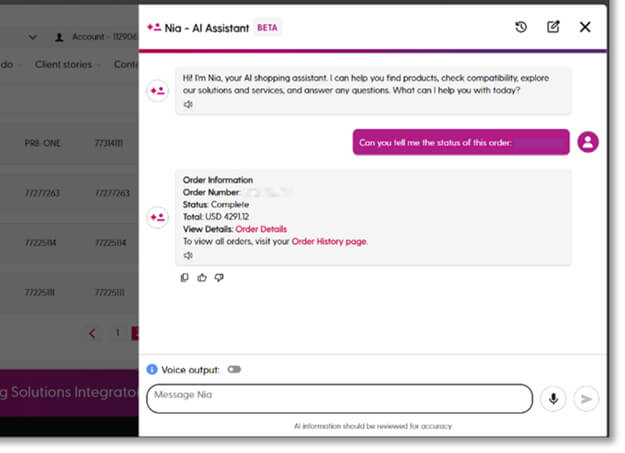 NIA AI Assistant Interface NIA AI Assistant Interface on Insight.com Product Page