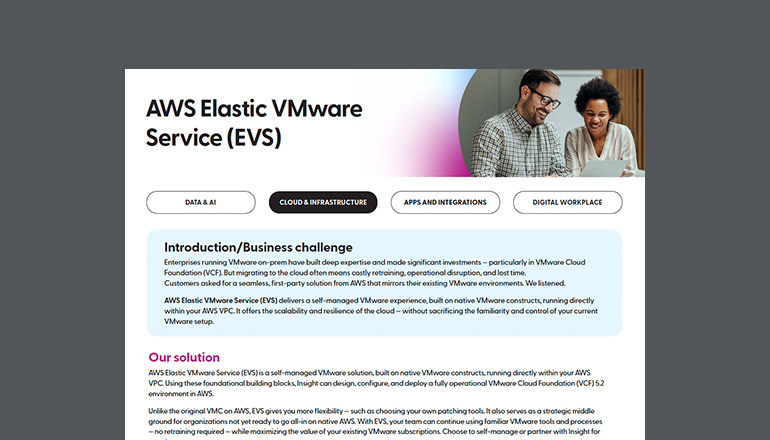 Article AWS Elastic VMware Service (EVS) | Cloud Solutions Image