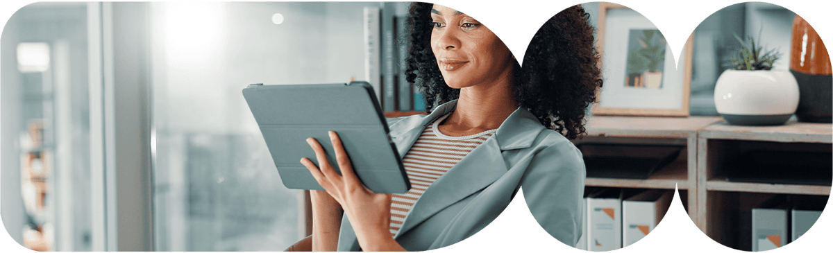 Girl with tablet at work.