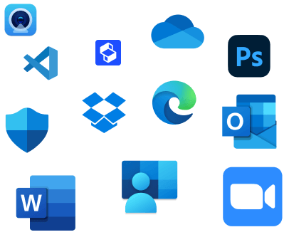 List of software icon sets support: Microsoft Word, Teams, Adobe Creative Cloud, Dropbox, ect.