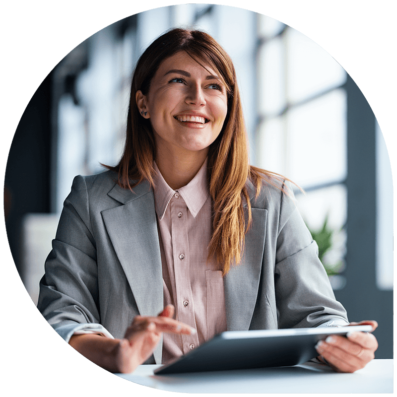 Close up of business professional engaged in a productive discussion in a modern office setting, showcasing collaboration and teamwork.