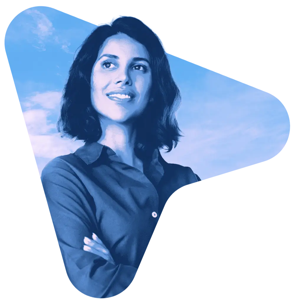 Confident businesswoman using AI tools on a laptop, symbolizing innovation, leadership, and future-ready digital work.
