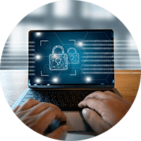 Peraon using a cybersecurity laptop