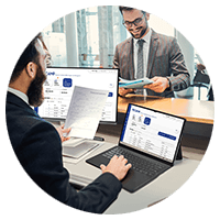 Workmates discussing with each other