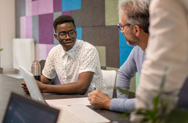 Business professional working on a Google Chromebook device