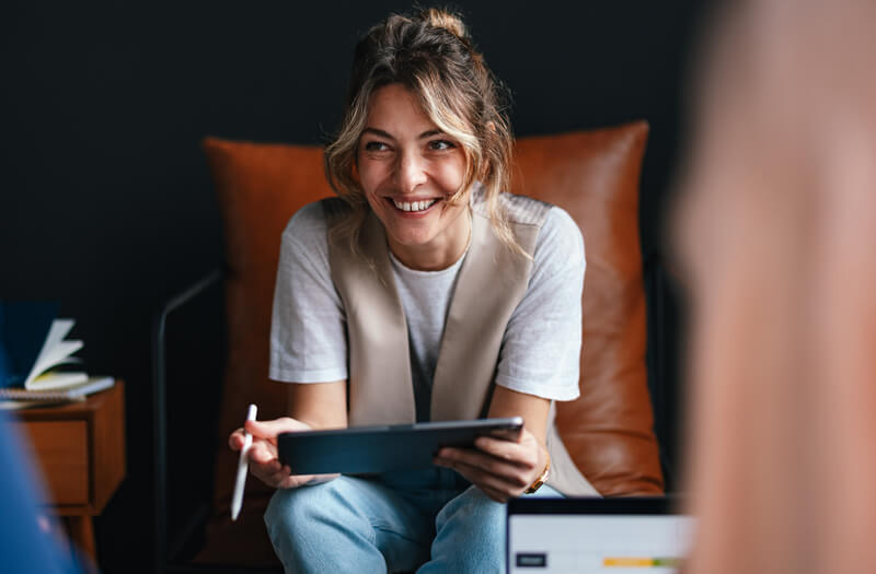 Colleagues working smiling