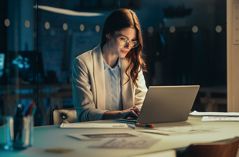 Woman working with tech