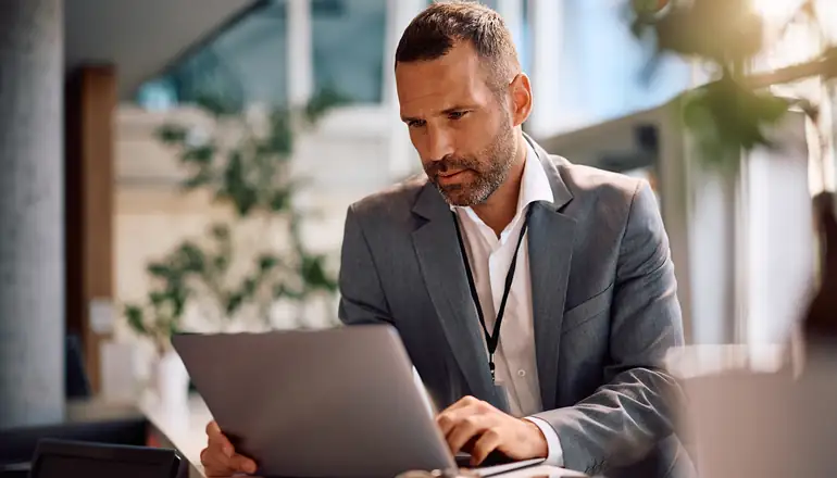 Man on laptop working