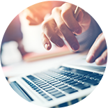 Close up of hands on keyboard