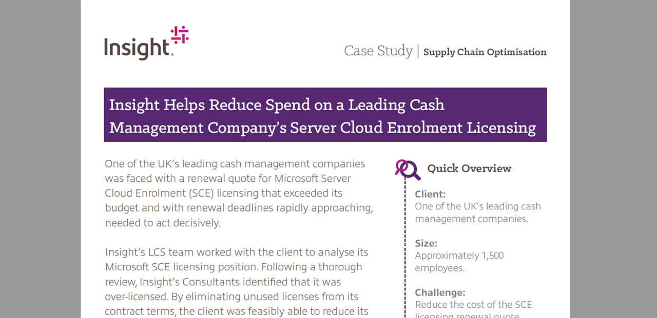 Article Insight Helps Reduce Spend on Server Cloud Enrolment Licensing Image