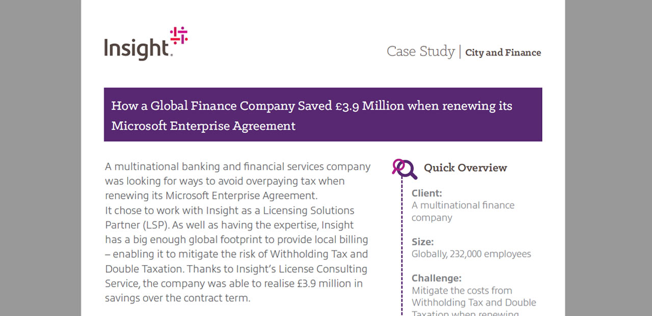 Article Global Finance Company Save £3.9m renewing its Microsoft Enterprise Agreement Image