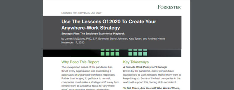 Article Forrester: Use the Lessons of 2020 to Create Your Anywhere-Work Strategy Image