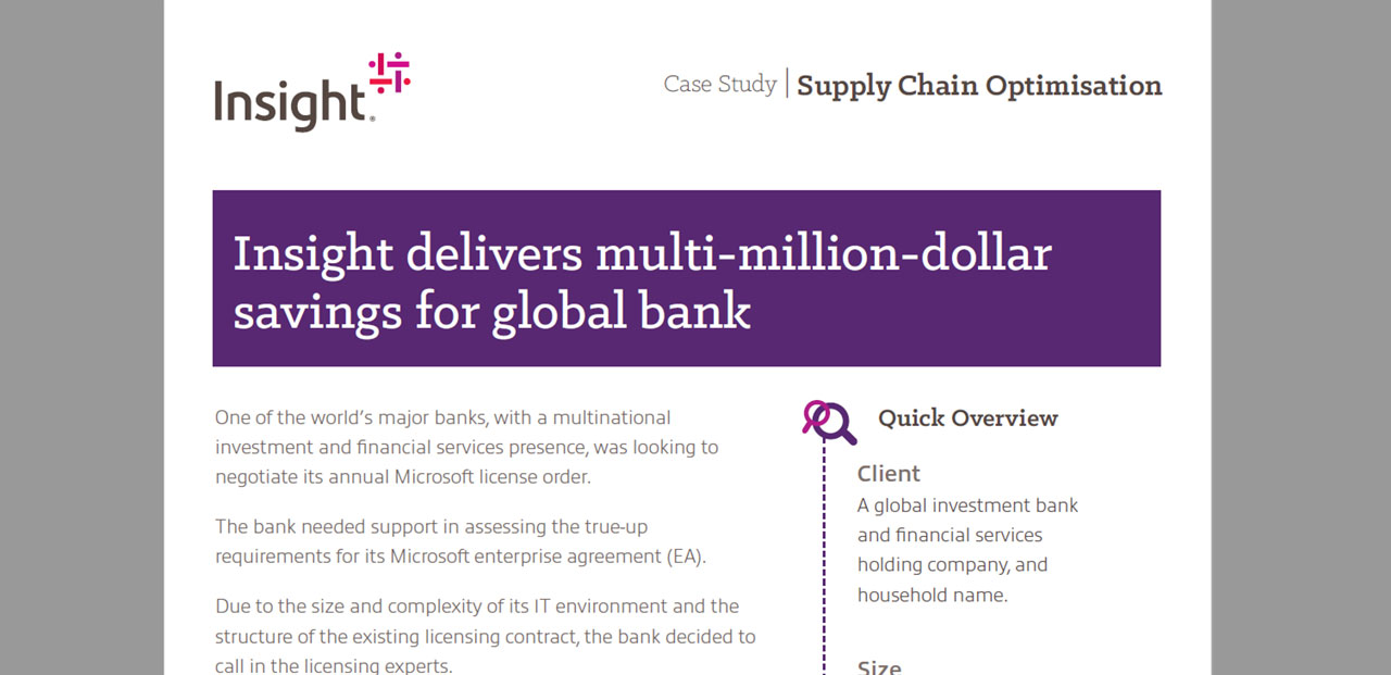 Article Insight delivers multi-million-dollar savings for global bank Image