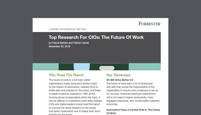 文章 Forrester: Top Research for CIOs: The Future of Work  图像