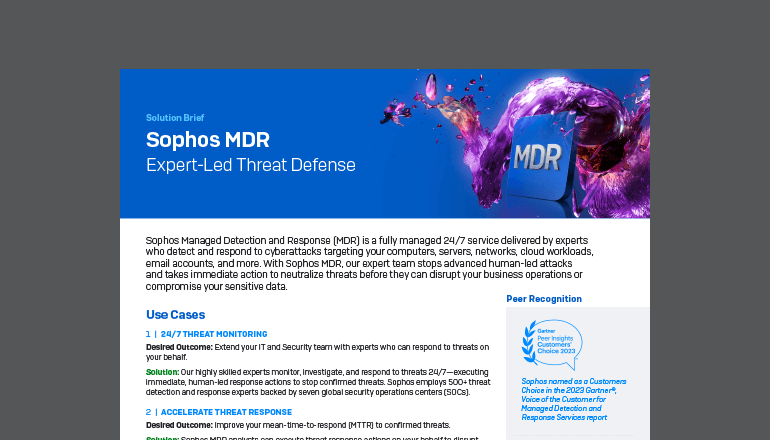 Article Sophos MDR | Expert-Led Cyberthreat Defense Image