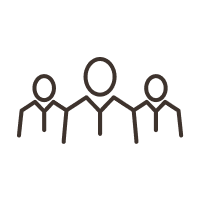 Outline three individuals graphic icon