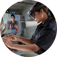 Woman using hololens