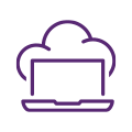 Icon concept displaying cloud computing software used with laptop computer