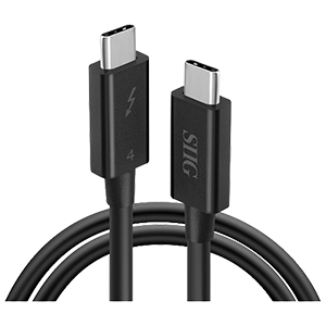 Front facing image of Thunderbolt cables