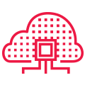 Illustrated icon showing data coming out of a cloud