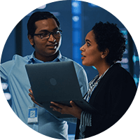 Two person working together