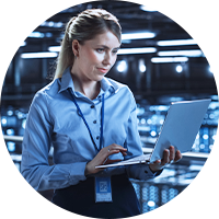 Woman using her laptop at work