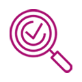Icon of magnifying glass with check inside