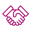 Guidance and support handshake icon