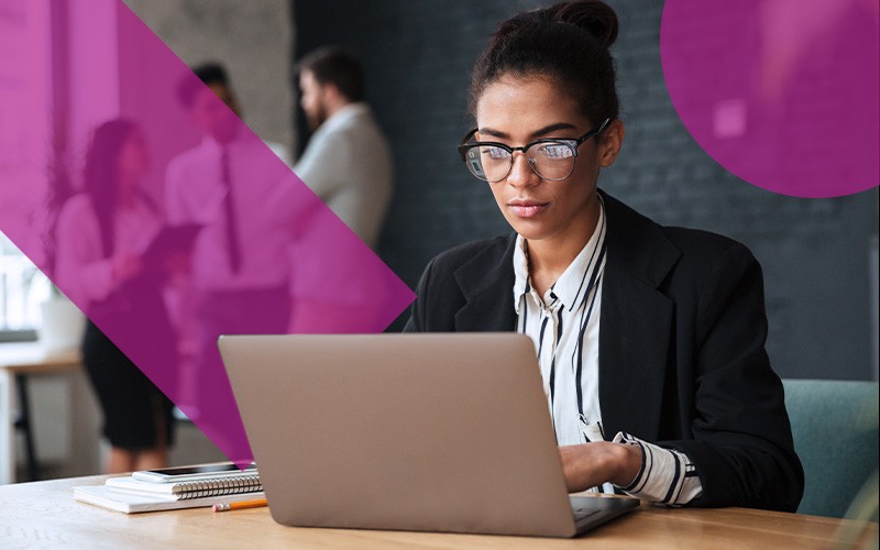 government worker looking at laptop