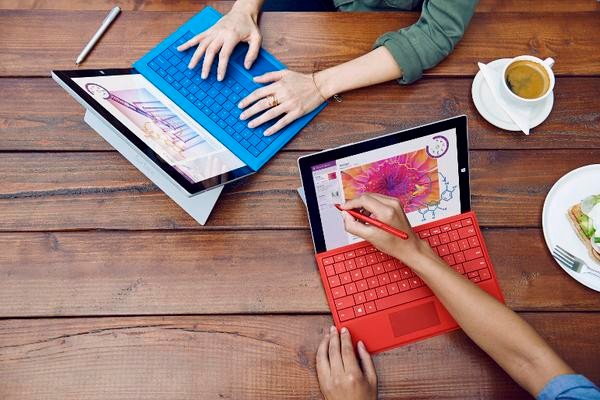 People using colorful Microsoft Surface Devices for different purposes