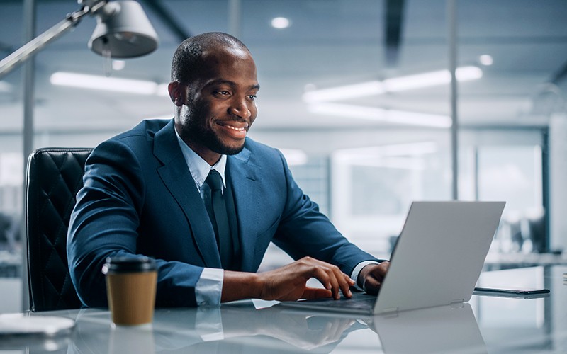 Professional using laptop