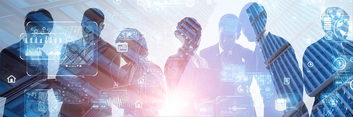 Improving Worker Safety Through Industrial IoT Abstract concept of smart manufacturing, man in front of tool