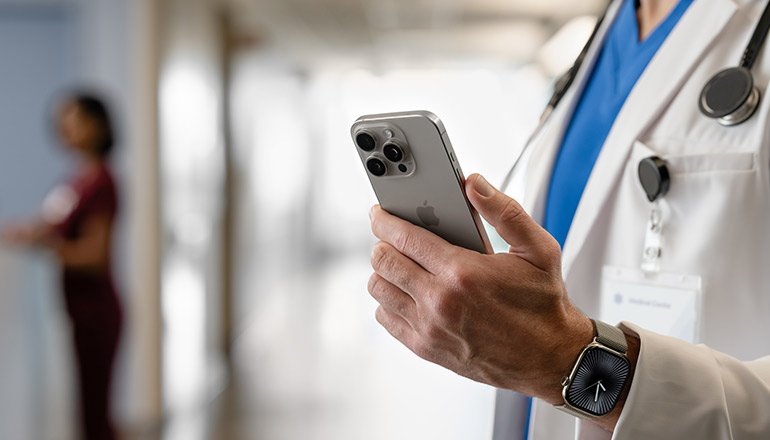 Apple Healthcare Clinician using iPhone 16 Pro device