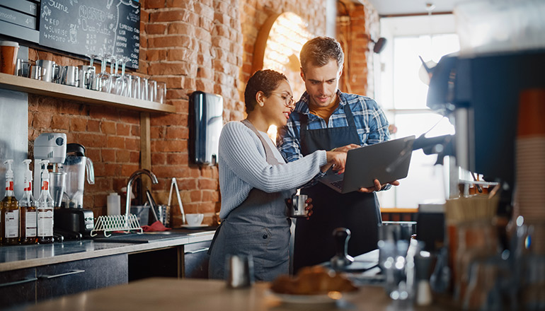 Guy and girl on a laptop