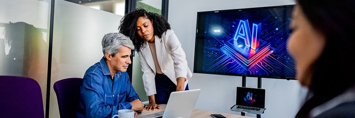 People at an AI presentation