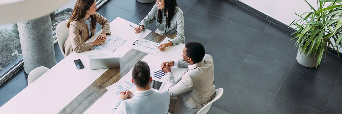 People meeting from above