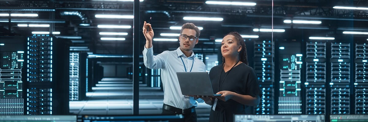 People in server room