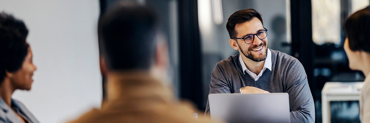 Users in office using devices