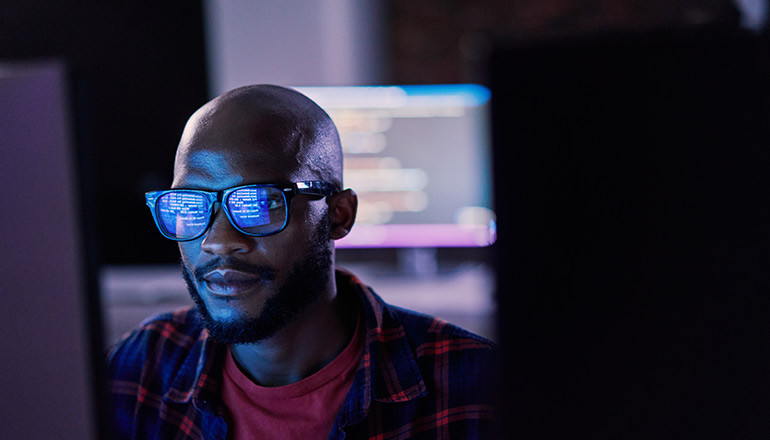 Man working on a laptop
