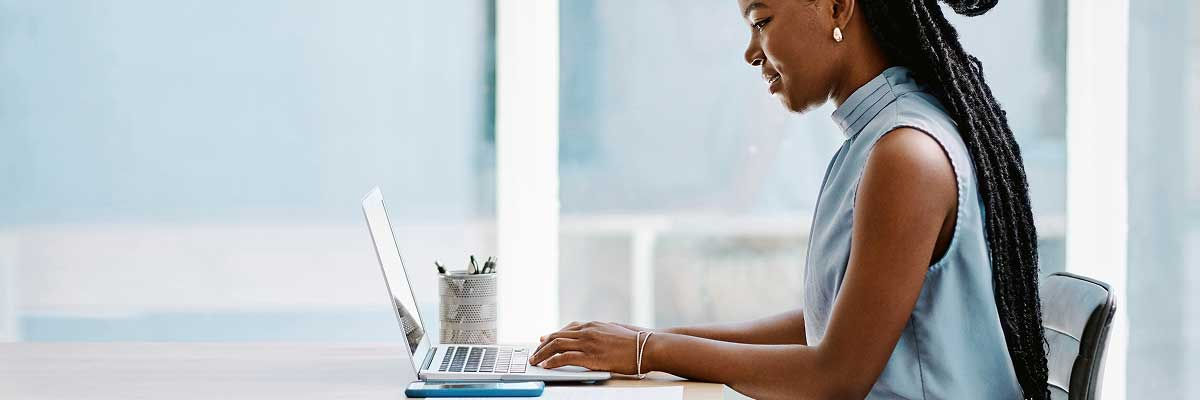 Girl working on a laptop