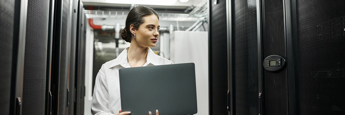 Person in network room