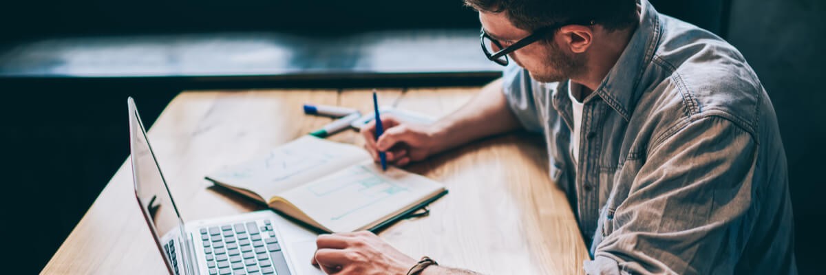 Man working on laptop