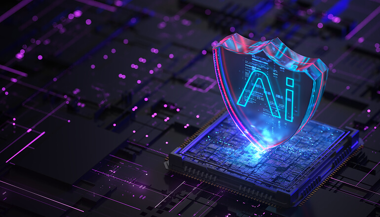 AI icon floating with glassmorphism design 