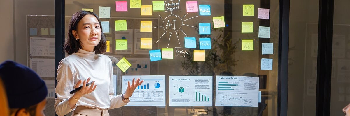 Girl talking about AI