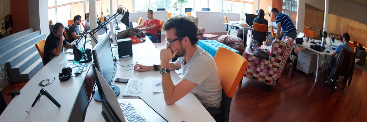 Developer reading over code