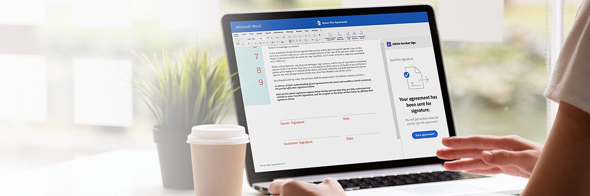 Adobe Acrobat Pro to streamline digital document management workflows with powerful Microsoft 365 app integrations User using computer device with Adobe Acrobat Pro and Microsoft 365 Apps