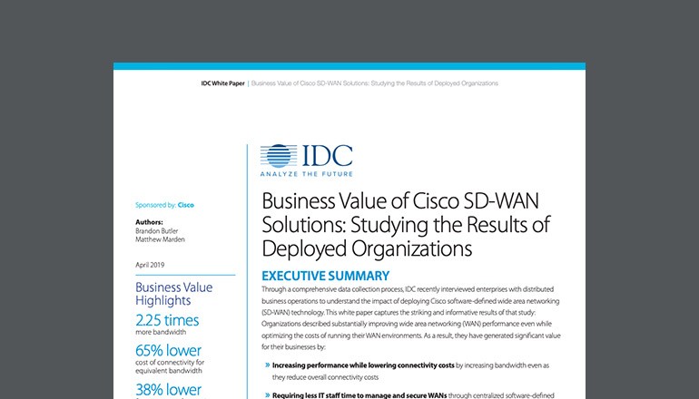 Business Value of Cisco SD-WAN Solutions Thumbnail of asset available to download below