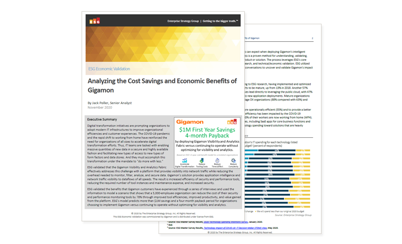 Cover of Gigamon ESG Economic Validation whitepaper available to download