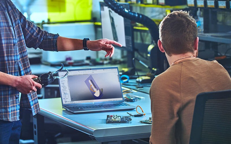 User working on HP workstation